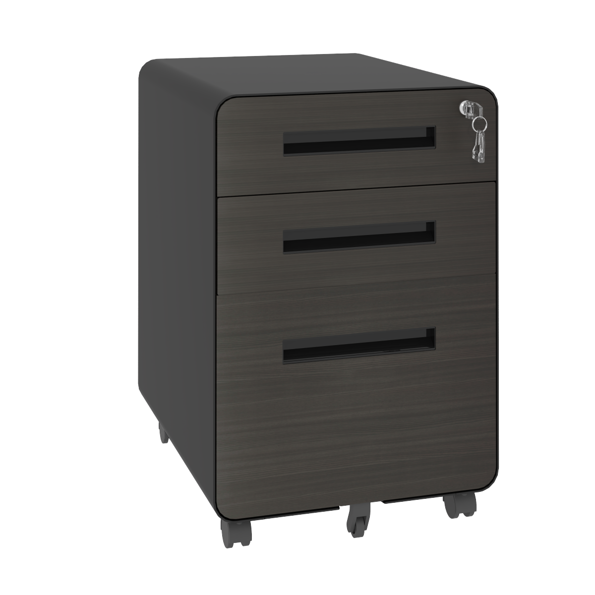 3-Drawer Mobile File Cabinet With Lock, All-Steel Metal Storage Cabinet On Casters, For Home & Office,Black, Fully Assembled, Holds A4 Letter Files