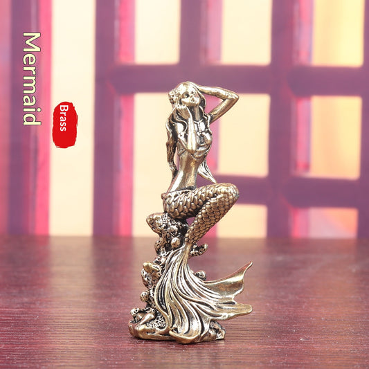 Solid Brass Mermaid Figurine Home Decor