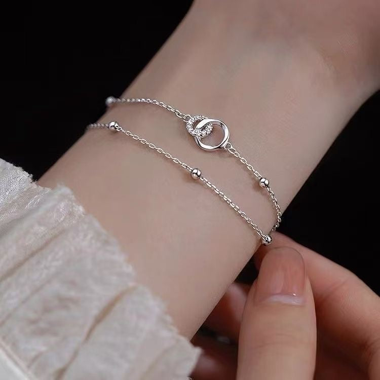 1pcs 999 Sterling Silver Mobius Infinity Bracelet, Elegant Trendy Style, Ideal For Birthday & Anniversary Gifts