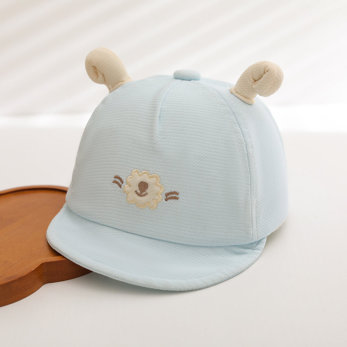 Summer Baby-style Three-dimensional Sheep Horn Small Lamb Embroidered Soft And Cute Style Children's Baseball Cap, Suitable For Daily Outdoor Use