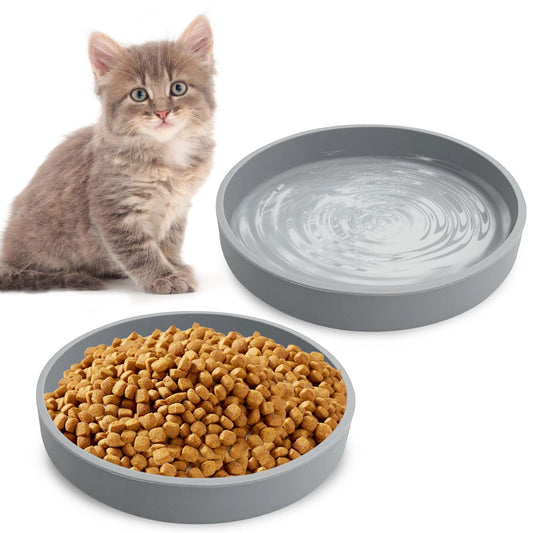 Silicone Cat Food Bowl Shallow Dishes  Wide Cats Bowls Kitty Plates Relief Whisker Fatigue Puppy Feeding Bowl For Dry Food And Wet Food Indoor