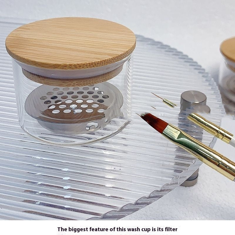 New Nail Beauty Sequins Painting Brush Cleaning Cup With Lid Stainless Steel Mesh