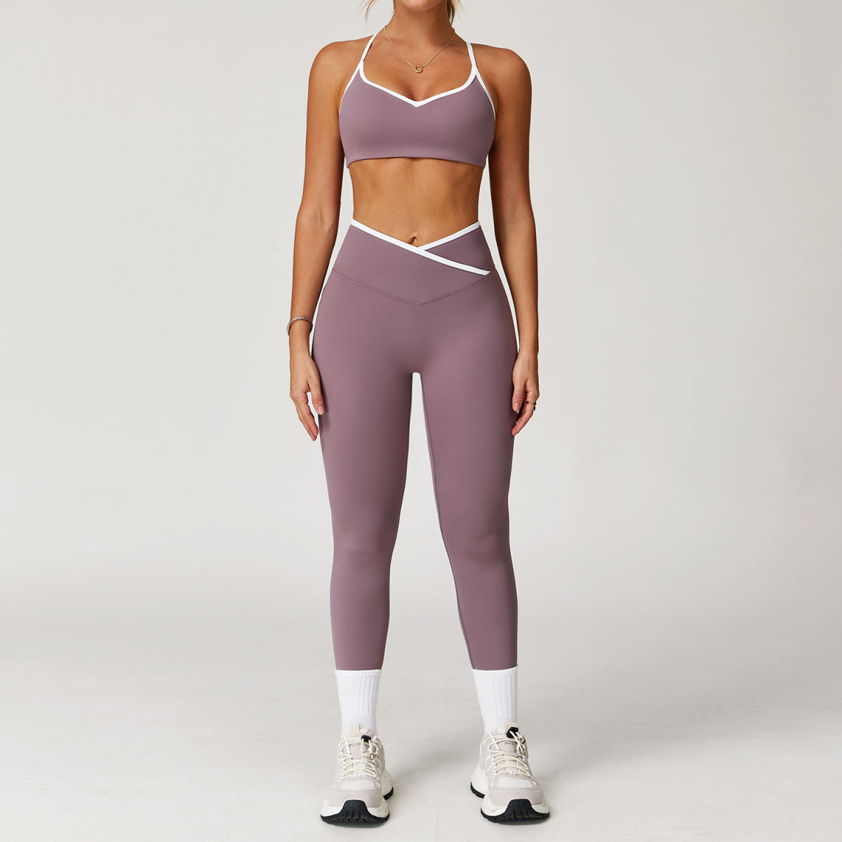 Peach Hip High Waist Tight Yoga Pants Suit
