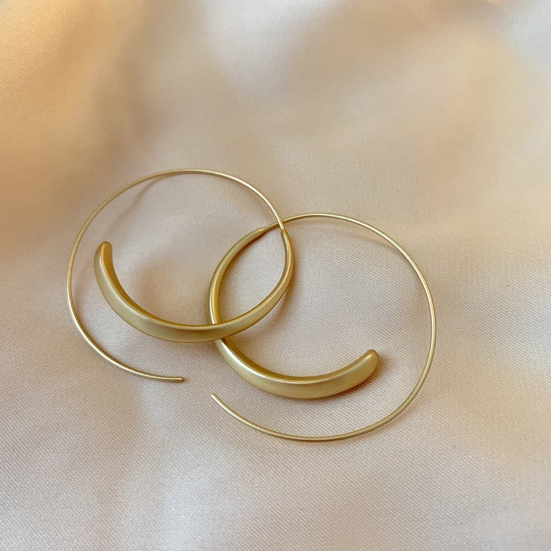 Minimalist Style Brushed Metal Earrings Female Sterling Silver Needle Premium Fashion Jewelry