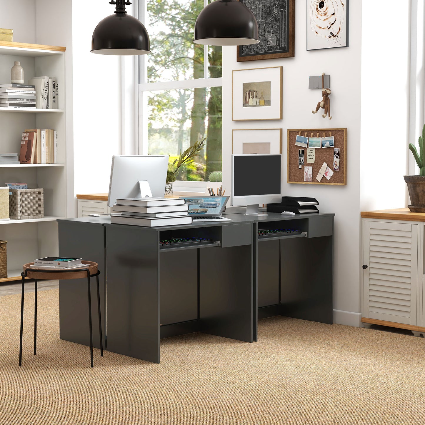 Compact Computer Desk With Keyboard Tray And Drawer, Study Desk, Writing Desk For Home Office, Grey
