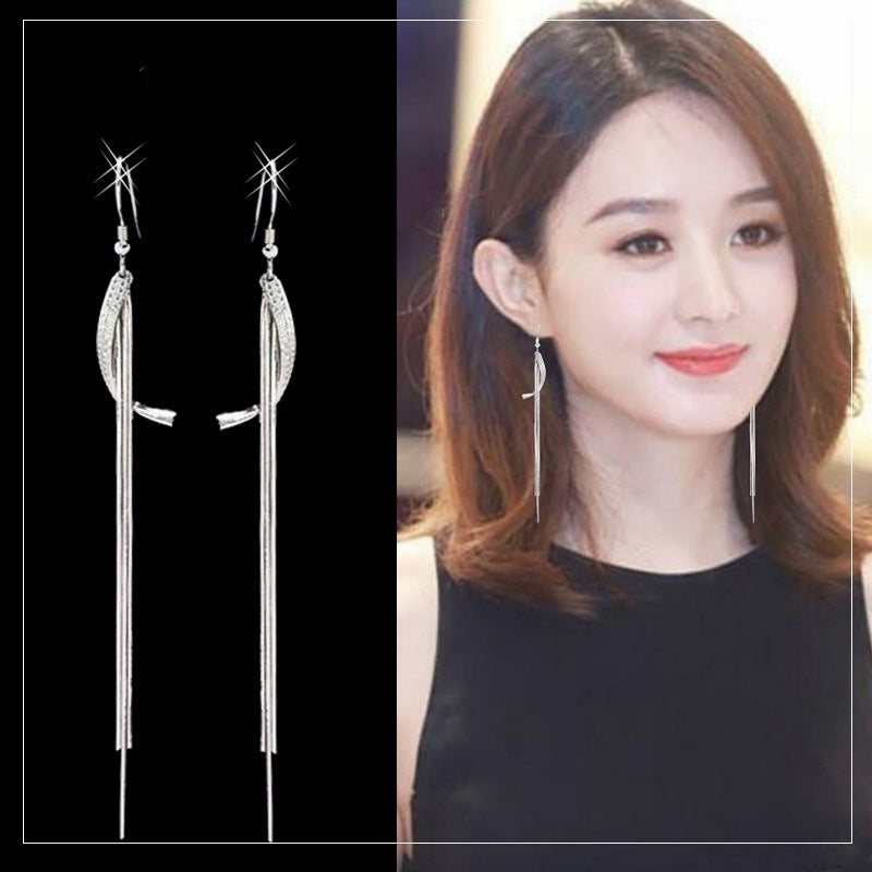1 Pair 999 Sterling Silver Sparkly Cross Long Tassel Earrings, Minimalist & Elegant, Perfect For Daily, Party & Dating, Ideal Valentine's Gift