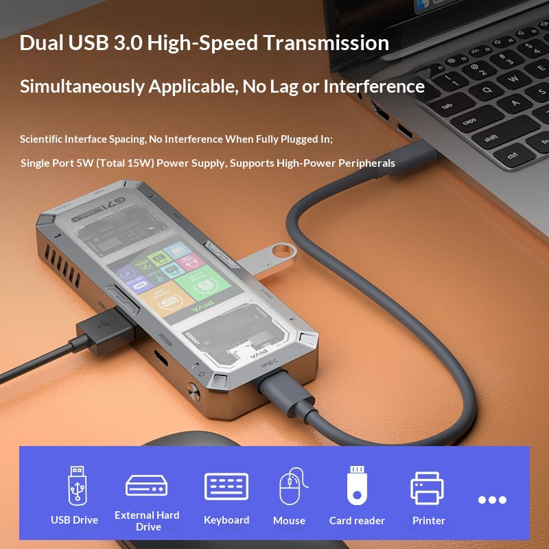 G71 Smart 4K60Hz High-Speed Splitter With Screen And Gigabit Ethernet Port