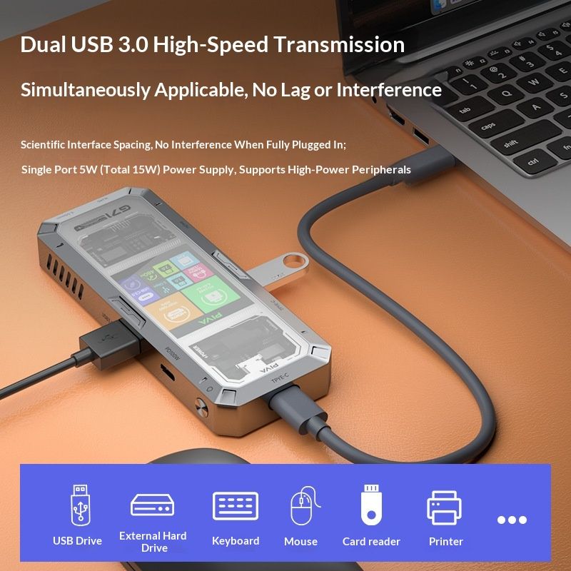 G71 Smart 4K60Hz High-Speed Splitter With Screen And Gigabit Ethernet Port