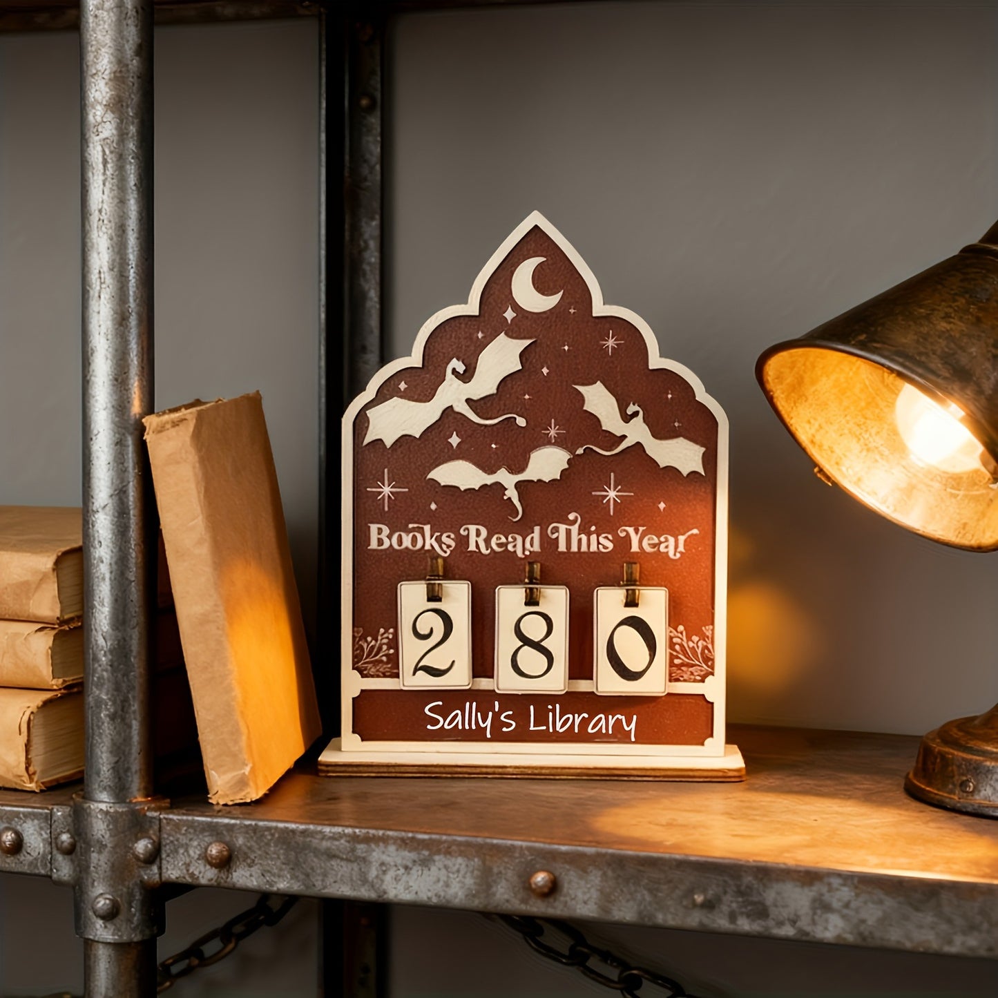 Wooden Reading Count Tracker For Book Lovers Desktop Decor Piece