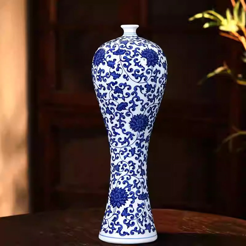 Hand-painted Blue-and-white Beauty Vase In Porcelain