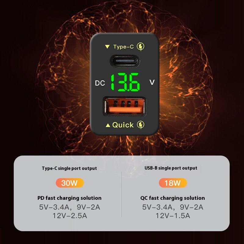 48W Fast Charge QC30 Car Modification Mobile Phone Charger