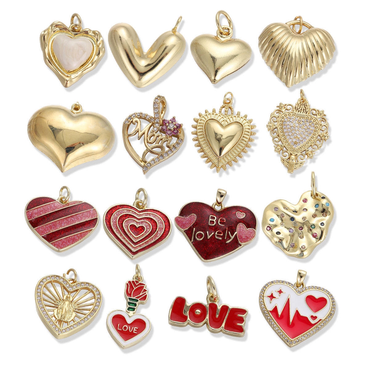 Oil Dripping Red Love Pendant Micro Inlaid Zircon Accessories