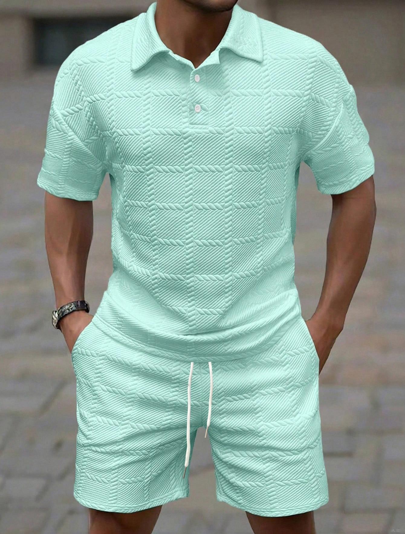 Solid-color Fashion Casual Mens Short-sleeve Set