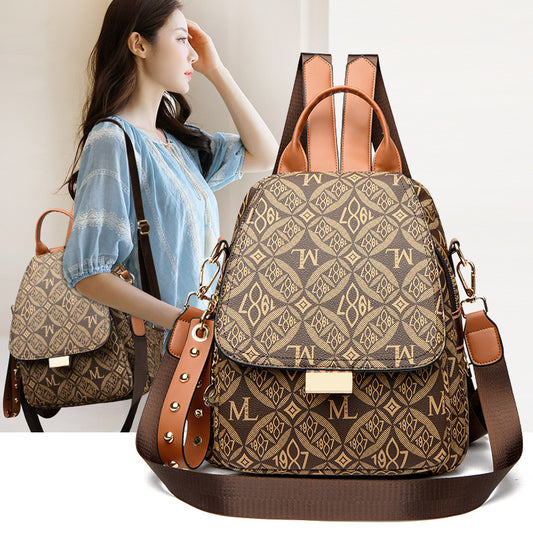 Korean-style Fashionable Solid-color Womens Casual Backpack
