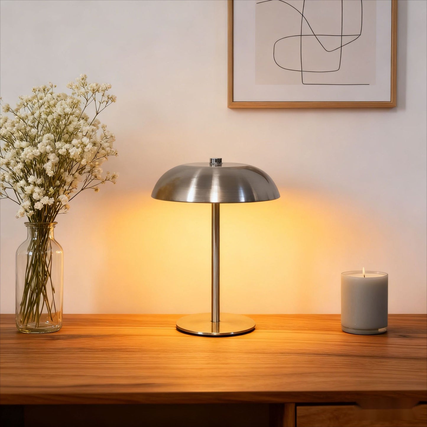 Iron Mushroom Charging Table Lamp For Bedroom And Dining Room Decor