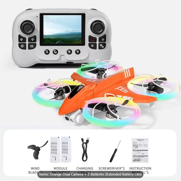 New Remote-controlled Foldable Quadcopter Drone X3 With Electric Adjustable HD Dual Cameras, Screen Remote Control, WIFI, USB Charging, Colorful Lights, Optical Flow Positioning, Stable Hovering In Th