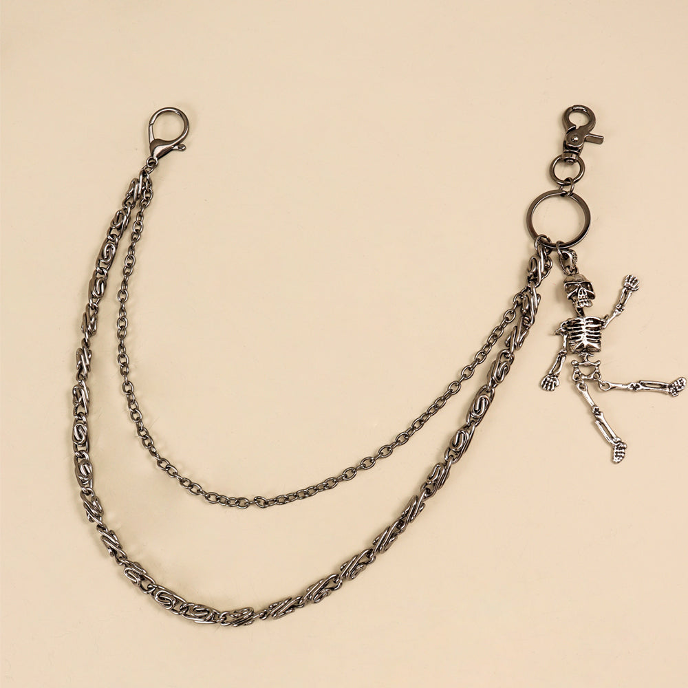 Hot Sellers For Both Men And Women Are Skeleton Skull Lockets Metal Guns Black Chain Pants Jeans Overalls Hip-hop Hipster Accessories Waist Ornaments