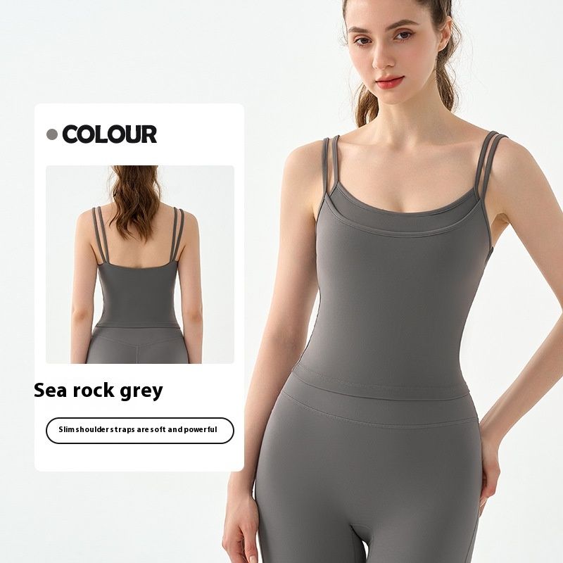 Nude Feel Spaghetti Strap Yoga Bra Female Summer