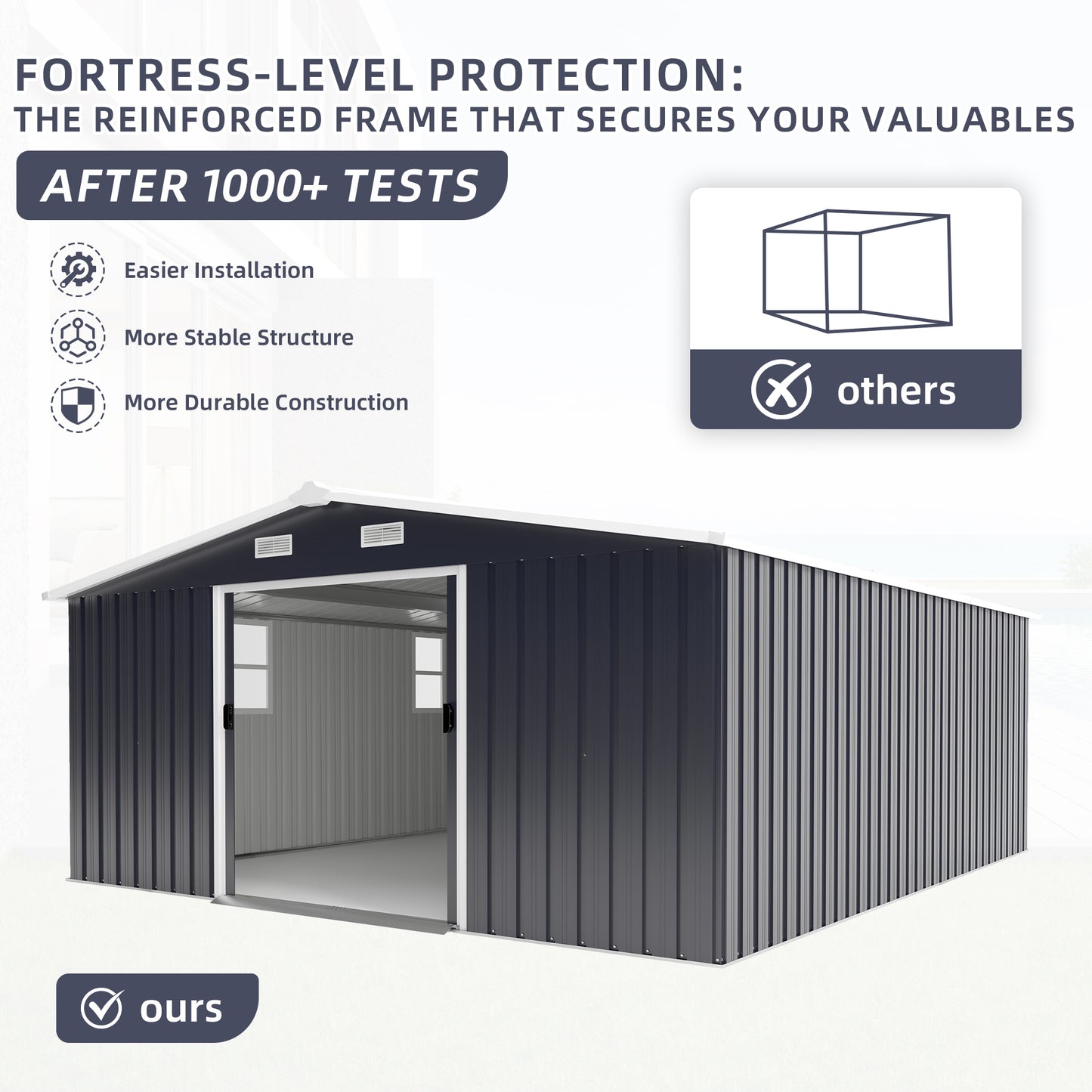 Campcraft 10x12ft 0.23mm Color Steel Plate, Surface Protective Film, Two Daylight Windows, A Practical And Thoughtful Gift,two Colors Can Be Freely Selected Storage Sheds