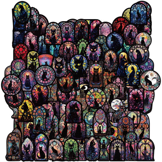 Gothic Black Cat Stickers, Graffiti Decals, Gothic Accessories, Scrapbook Stickers For Laptop, Skateboard, Water Bottle, Luggage, Phone, For Teens And Adults,Amazon Is Banned