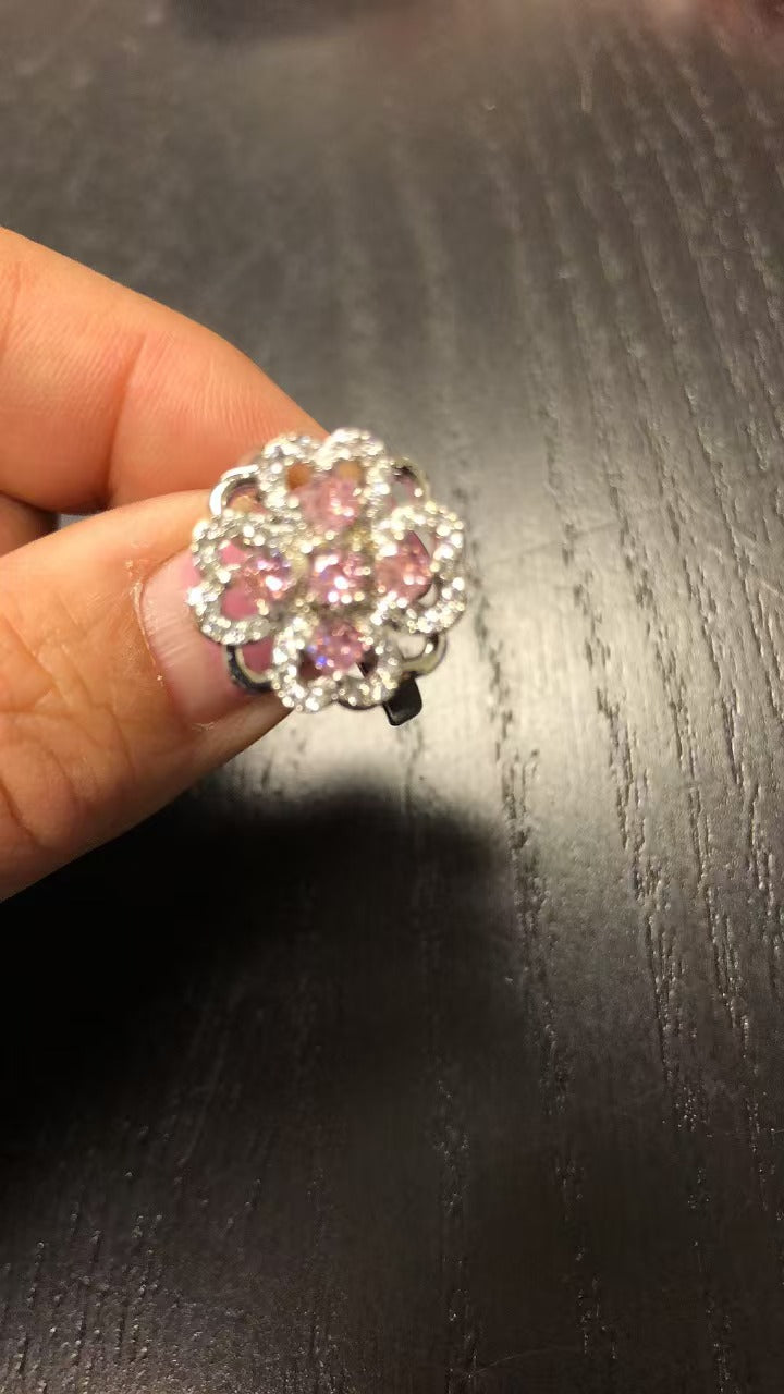 Rotate Rings For Women,Zircon Stainless Steel Open Adjustable Ring  Gift Jewelry