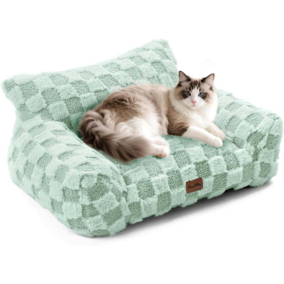 Made4Pets Medium Sage Green Plaid Pet Sofa Bed,Pickup Only