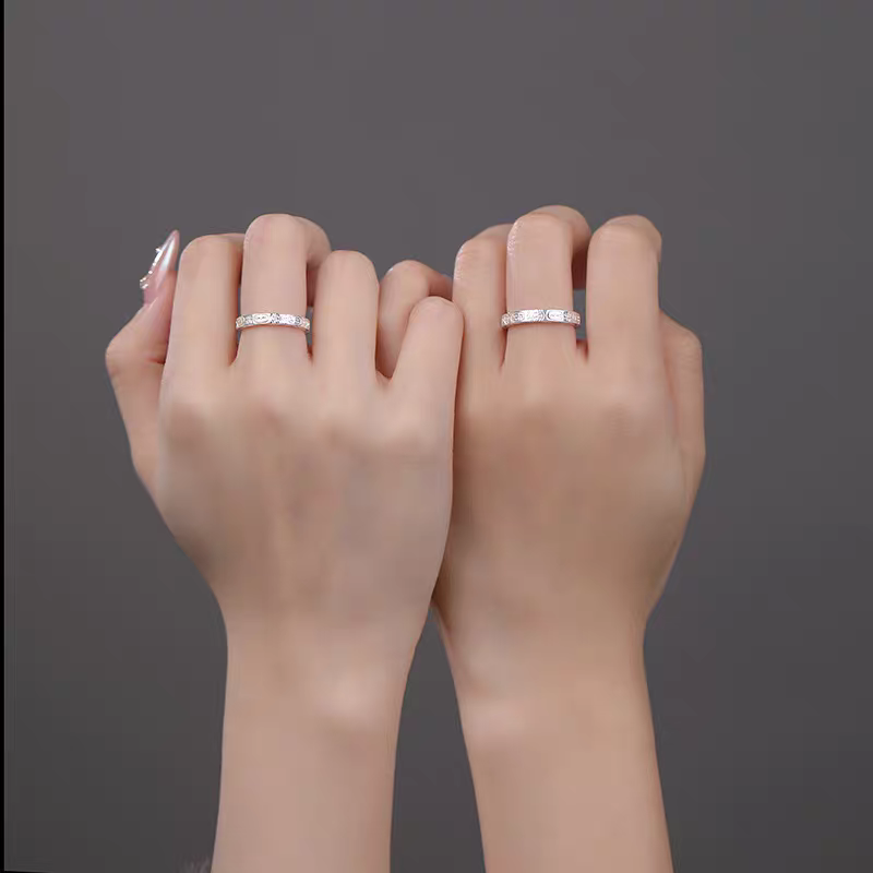 1 Pair 999 Sterling Silver Engraved Lucky Totem Couple Rings, Retro Minimalist Style, Suitable For Daily Wear & Valentine's Gift
