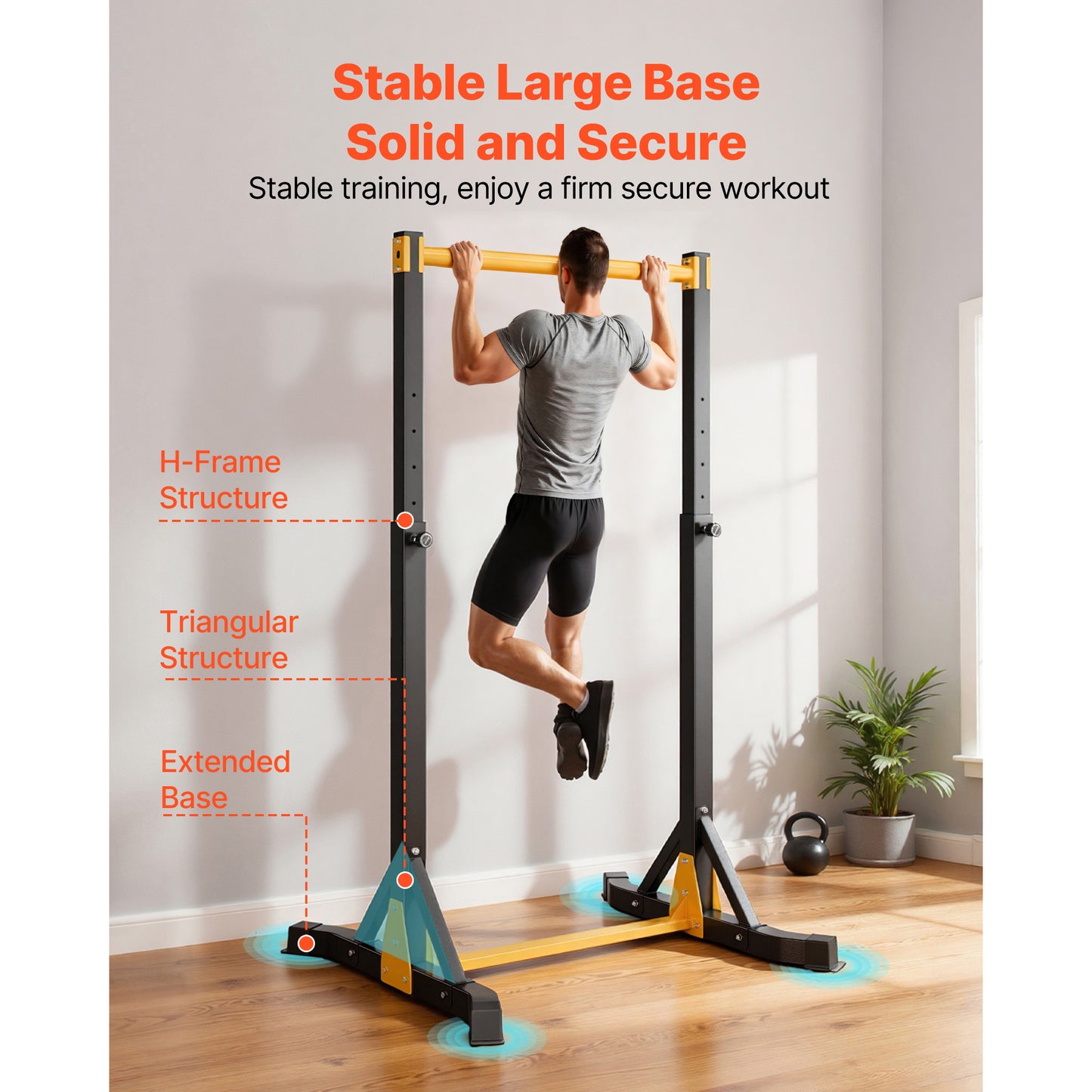 Pull Up Bar, 330LBS Capacity Portable Pullup Bar Station, Pullup Bars Free Standing With H-Frame Structure & Heavy-Duty Steel Tube, 8 Level Height Adjustment Gravity Fitness For Arms Back Chest