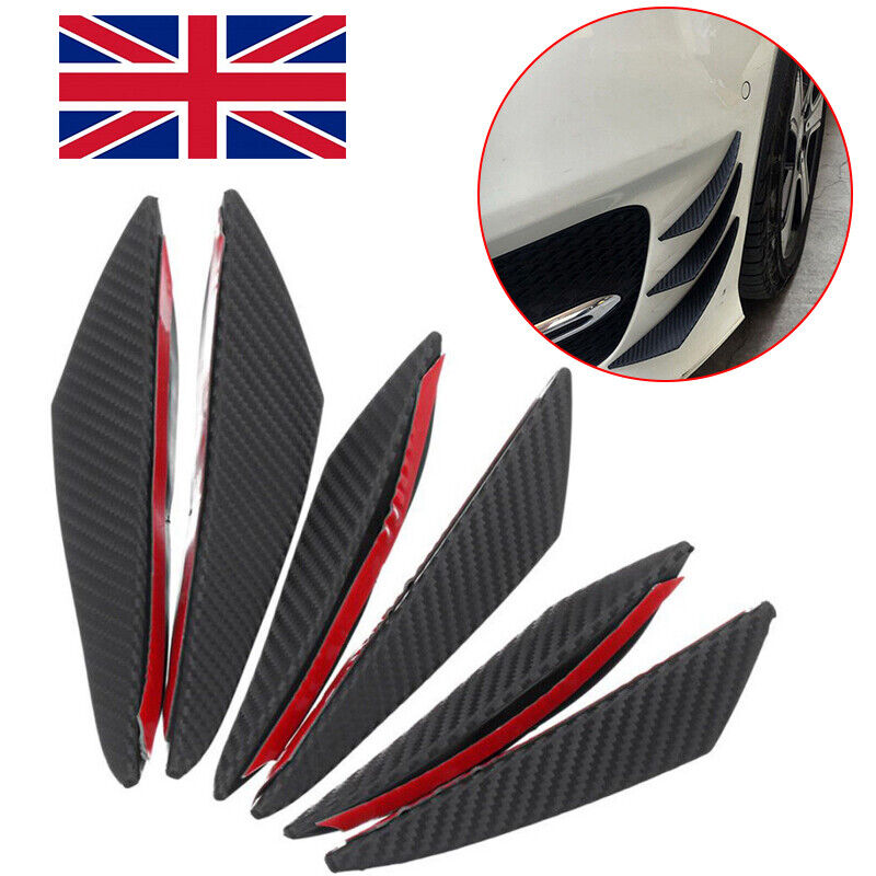 6Pcs Universal Carbon Fiber Car Front Bumper Canards Fins Spoiler Body Splitter