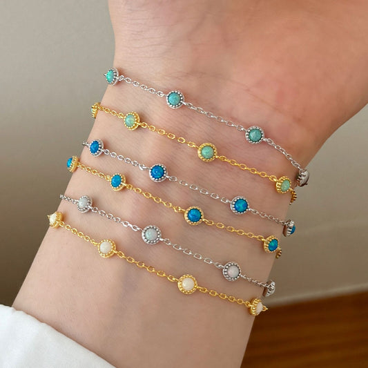 Amazon S925 Sterling Silver Opal Bracelet Women's Japanese And Korean Simple