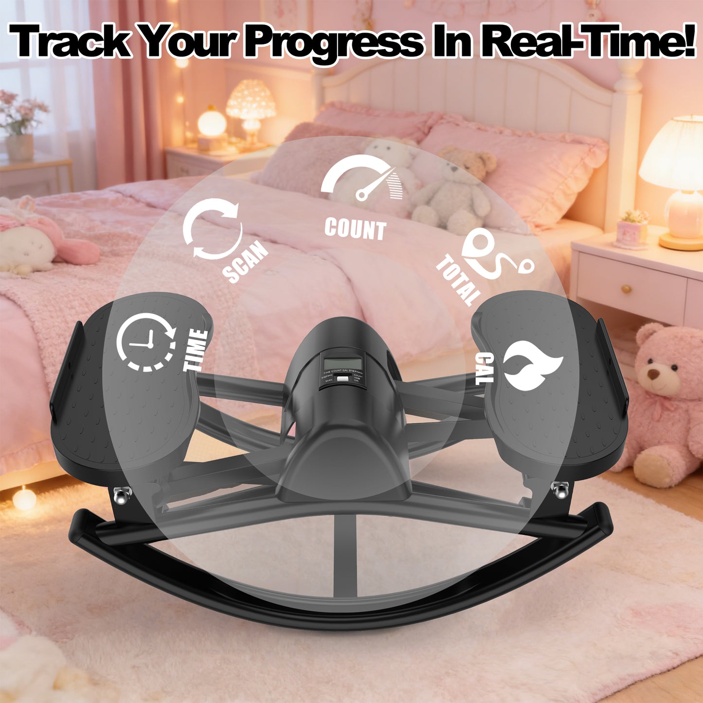 Lateral Stepper For Exercise-Rocking Stepper Machine With Resistance Bands & Anti-Slip Mat And LCD Monitor, Professional Stair Stepper For Home Workout