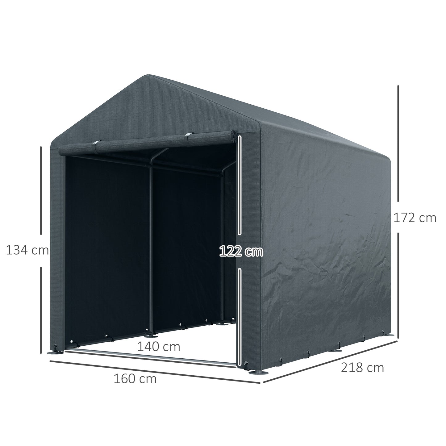 2.2 X 1.6 M Outdoor Storage Tent, With Accessories - Dark Grey