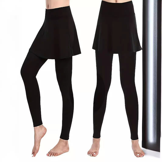 Women's High Waist Skirted Leggings 2 In 1 Flared Skirt Overlay Active Leggings For Yoga & Workout