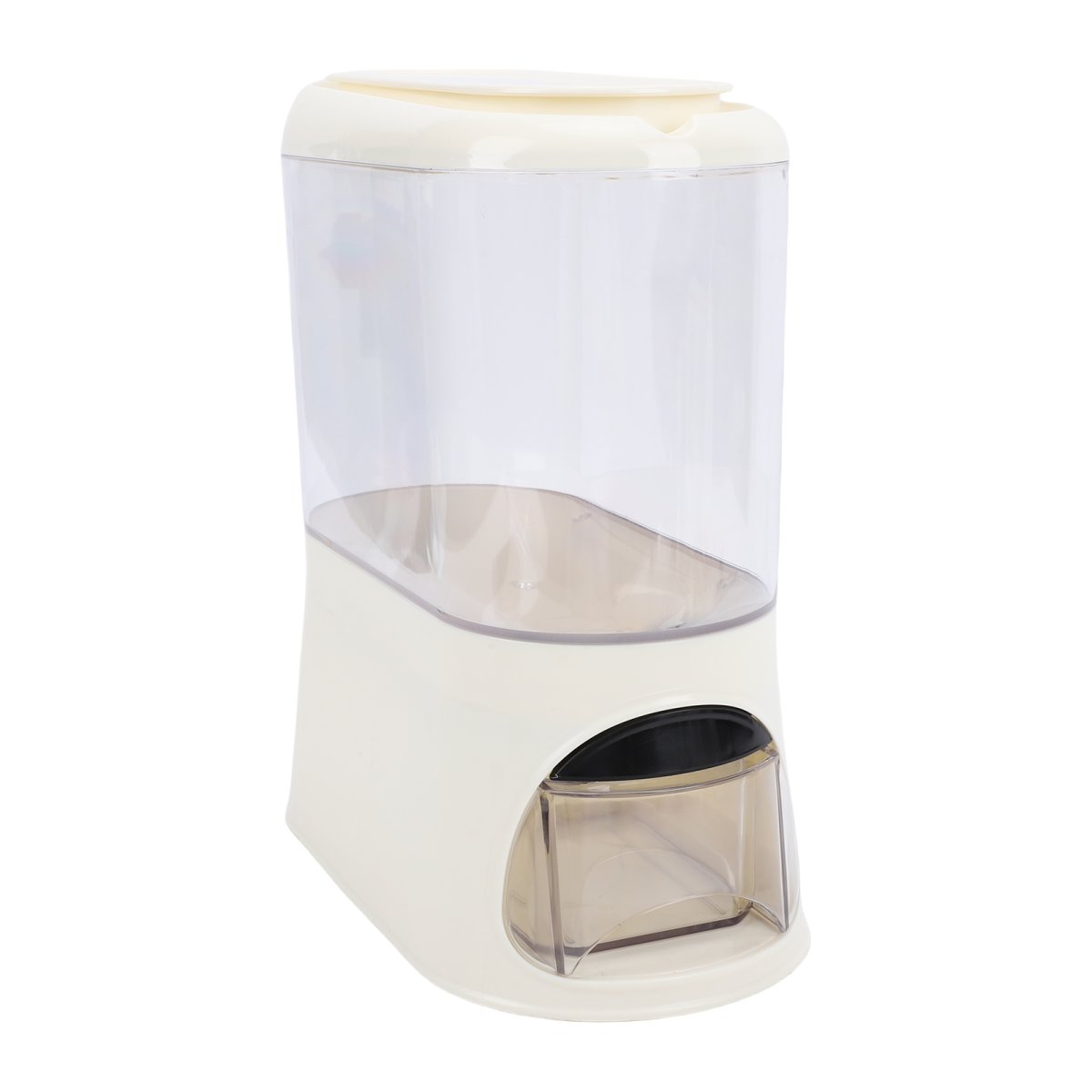 Rice Dispenser With Cup PP Sealed Clear Dry Food Storage Grain Container Bin For Pantry Home Kitchen Organization Cream White
