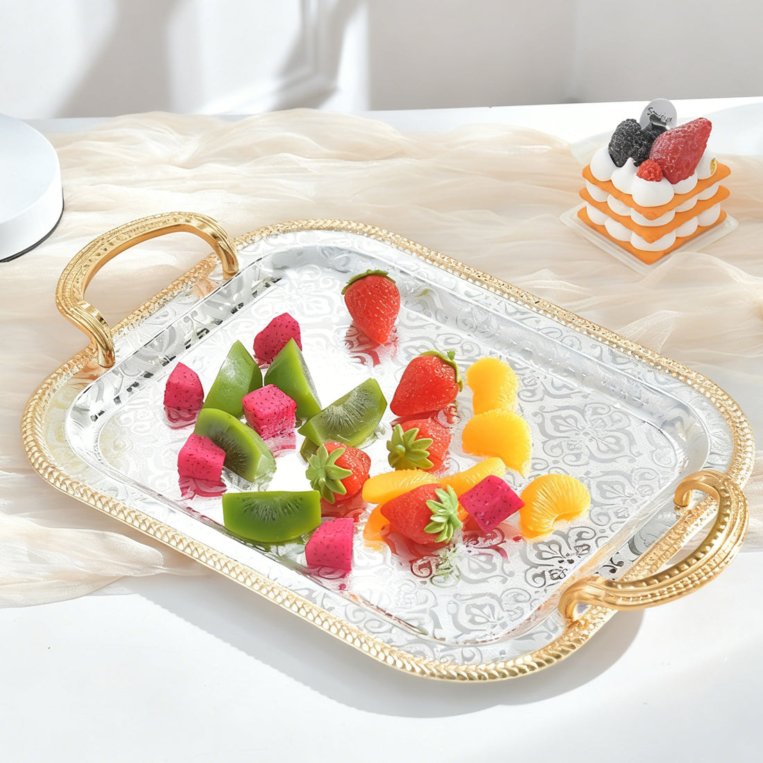 Rectangle Serving Tray With Handles For Gift Serving Tray Rectangle Decorative UK--M