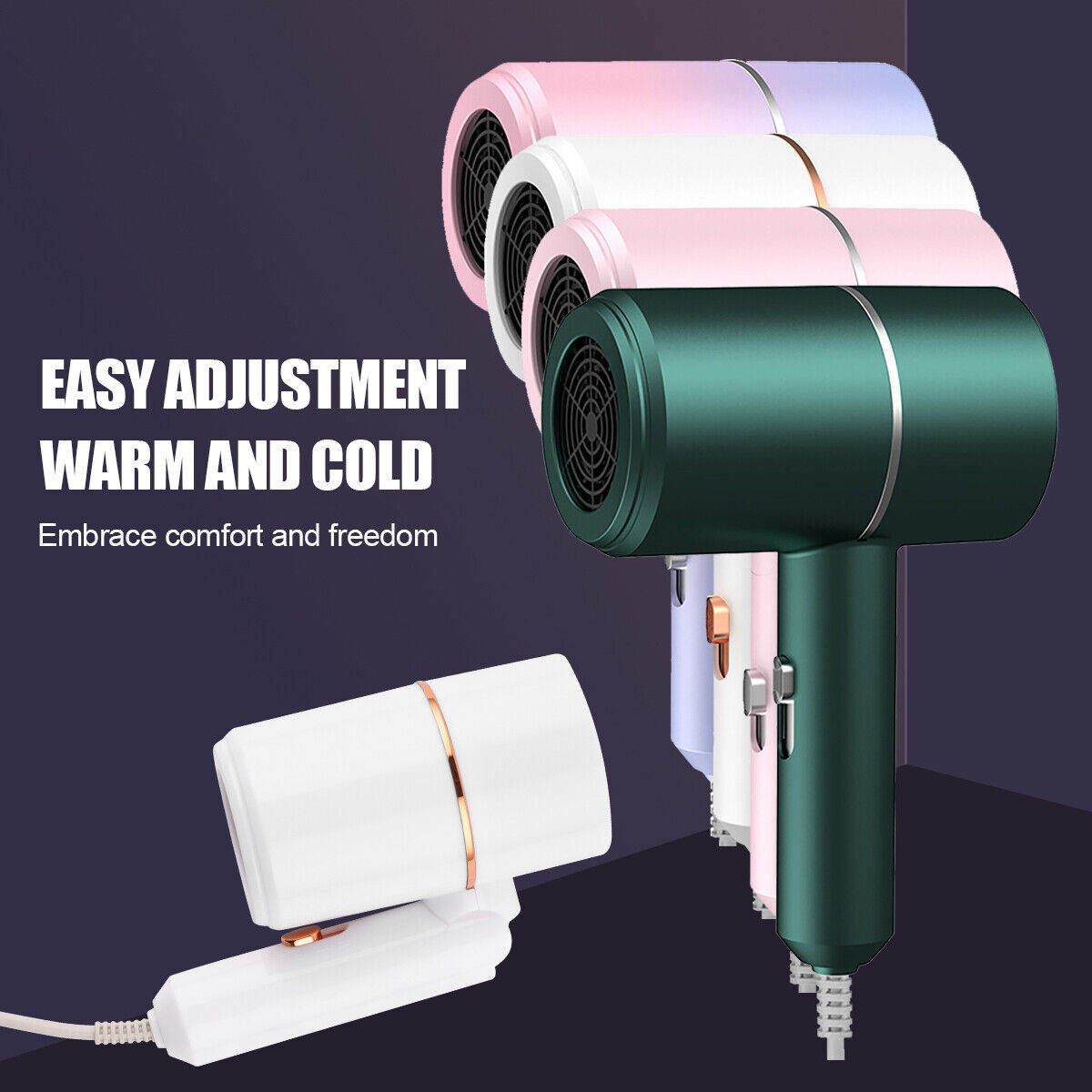 Hair Dryer Professional Household Electric Negative Ionic Hairdryer Foldable