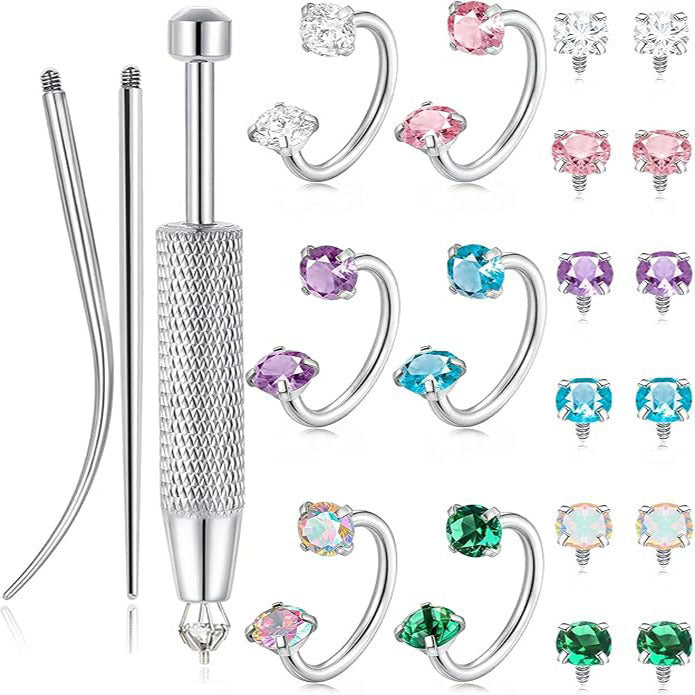 Stainless Steel Round Zircon Nose Ring Fashionable And Minimalist Body Piercing Jewelry