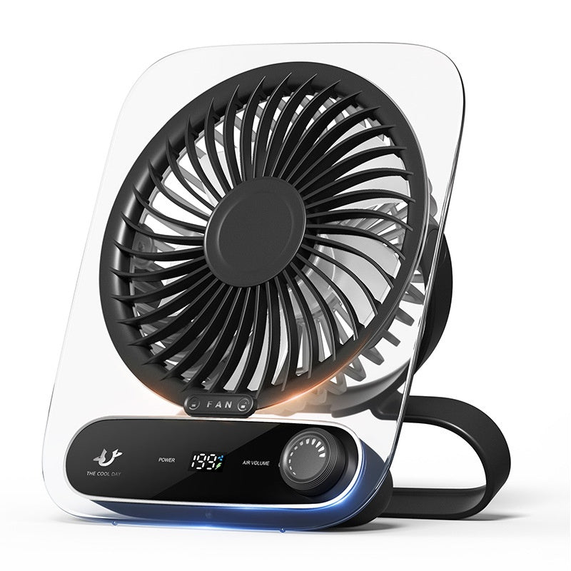 Ultra-thin Desktop Digital Display Fan Mute Mini Wind Portable Handheld Usb Charging