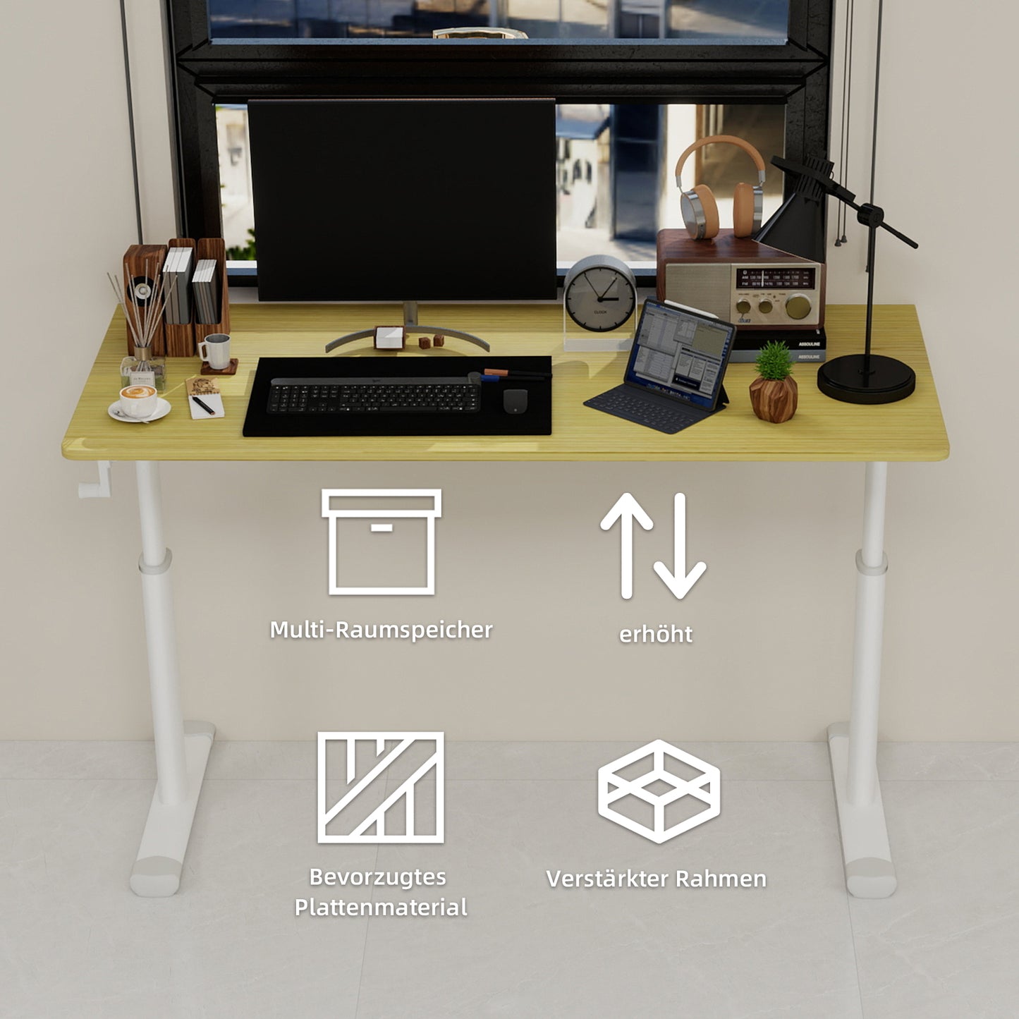Adjustable Study Desk For Kids & Adults - Height-Adjustable, Multi-Purpose Home-Office Desk, Compact Design