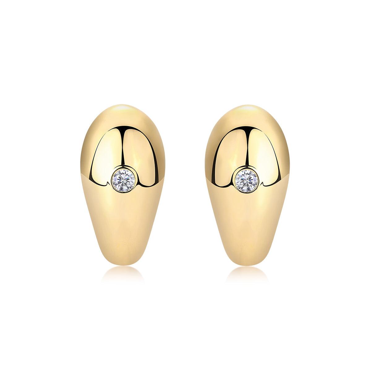S925 Sterling Silver 0.1ct D Color VVS1 Moissanite Teardrop Earrings 7g Gold Plated Etched Groove GRA Certified Gift Box