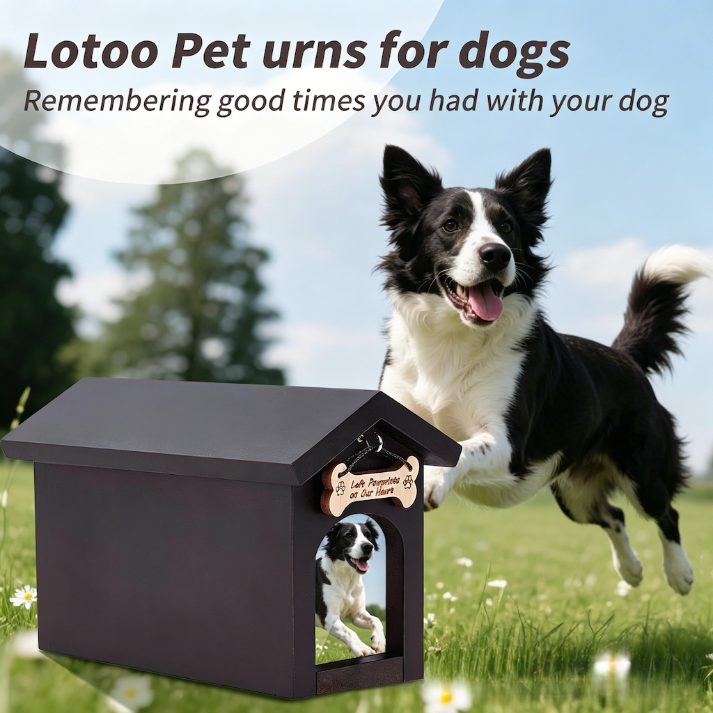 Wooden Pet Urn With Photo Frame, Dog Tag Hook, Memorial Box, Pet Funeral Supplies