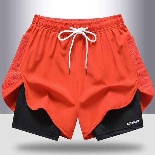 Breathable Quick-Drying Running And Fitness Shorts With A Double-Layer Liner