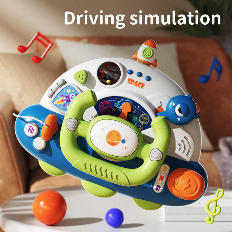 Children's Simulation Co-pilot Music Car Steering Wheel Early Education Toys