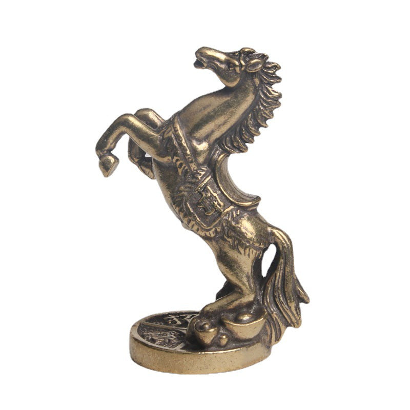 Retro Brass Galloping Horse Stepping On Ingot Creative Desk Ornament