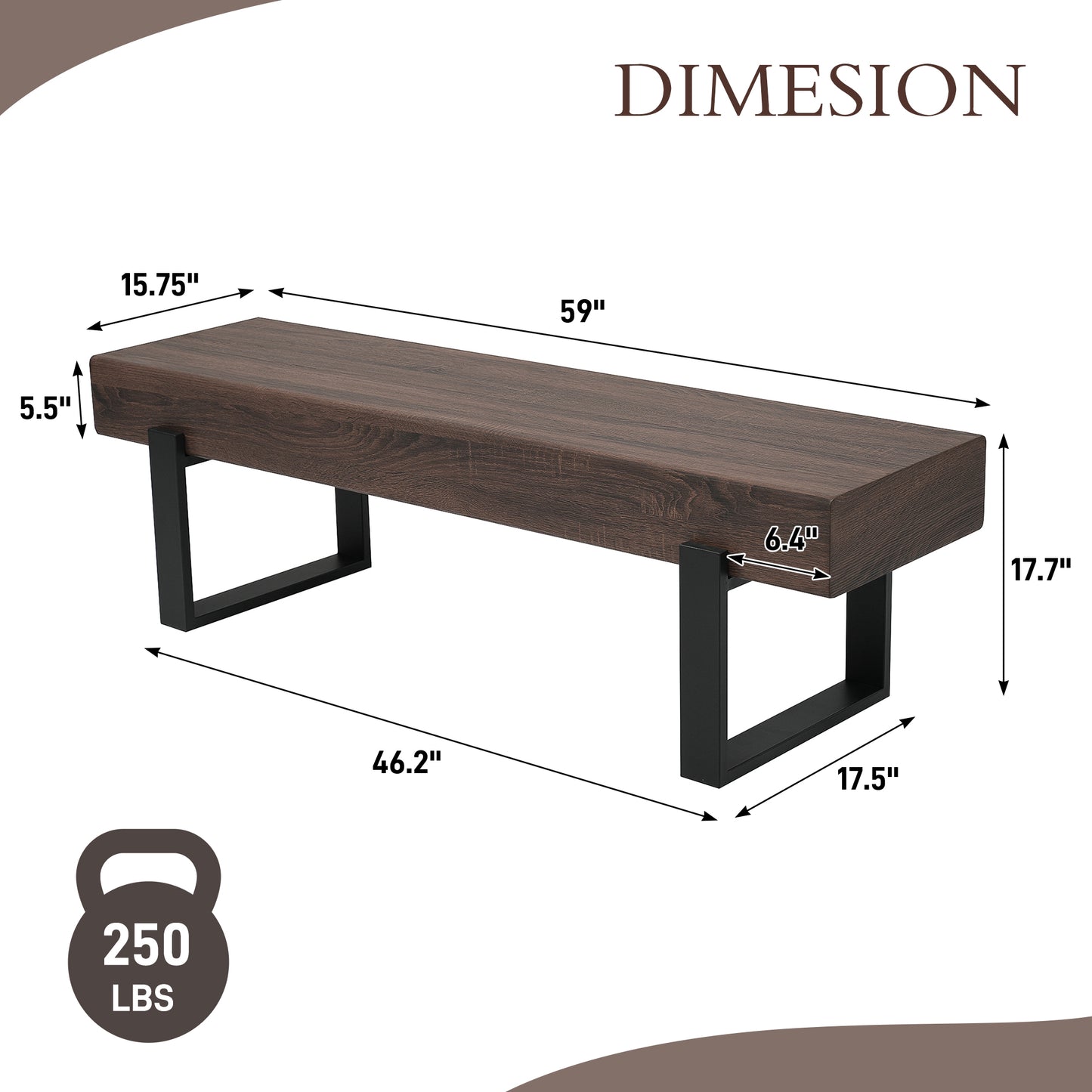 59  Dining Bench, Farmhouse Indoor Kitchen Table Benches, Bed Bench, Industrial Shoe Bench, Entryway Benches