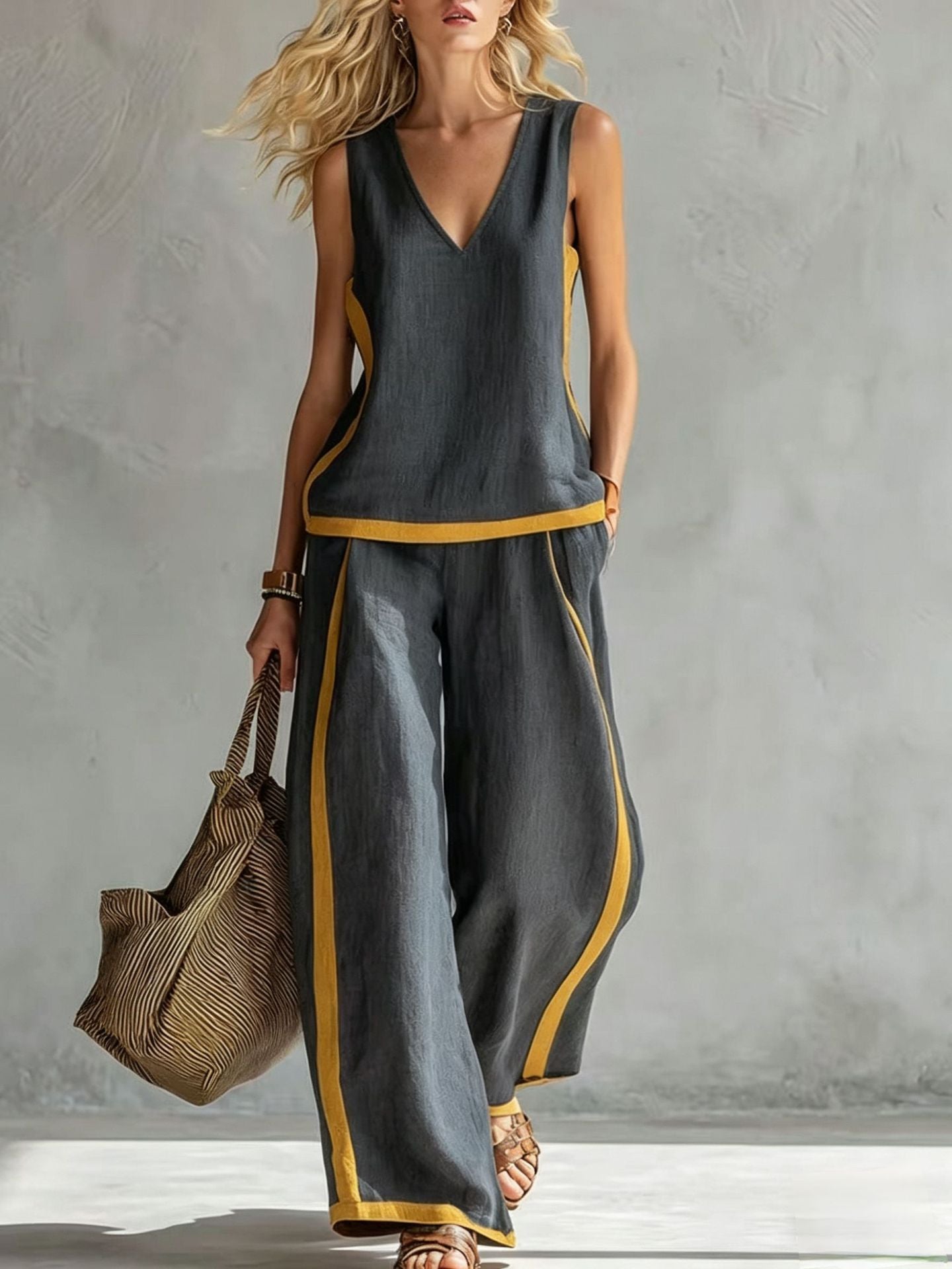 Women's Fashion Casual Wide-leg Pants Suit