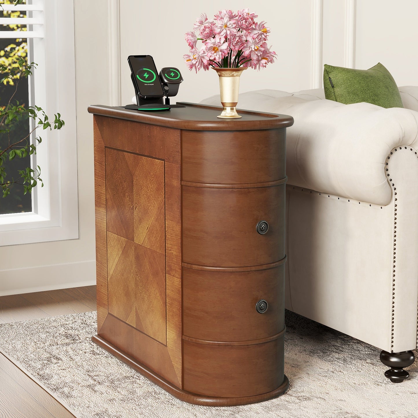 End Table With Charging Station,Sofa Side Table With Drawers, No Assembly RequiredExpect Arrival Date 2025 4 16