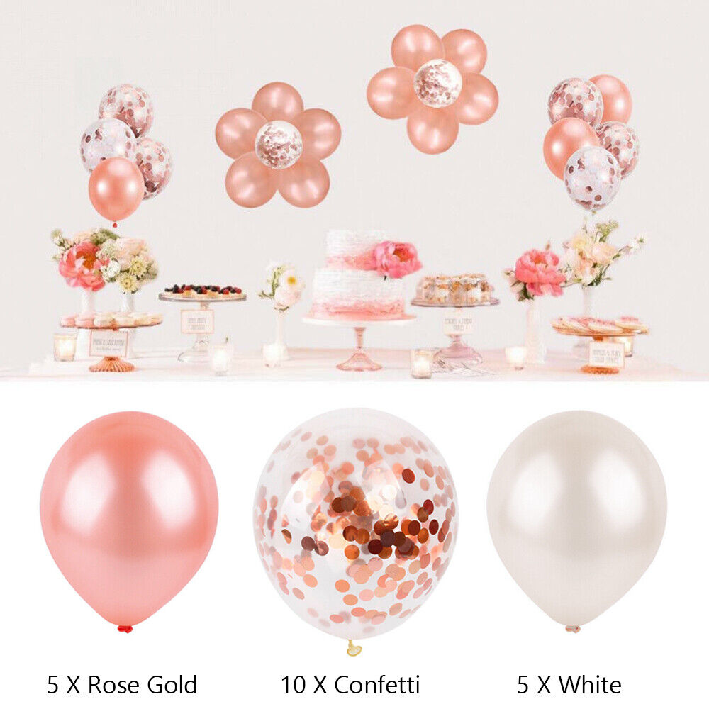 20PCS Rose Gold Confetti Balloons Metallic Balloon Birthday Marriage Party Home