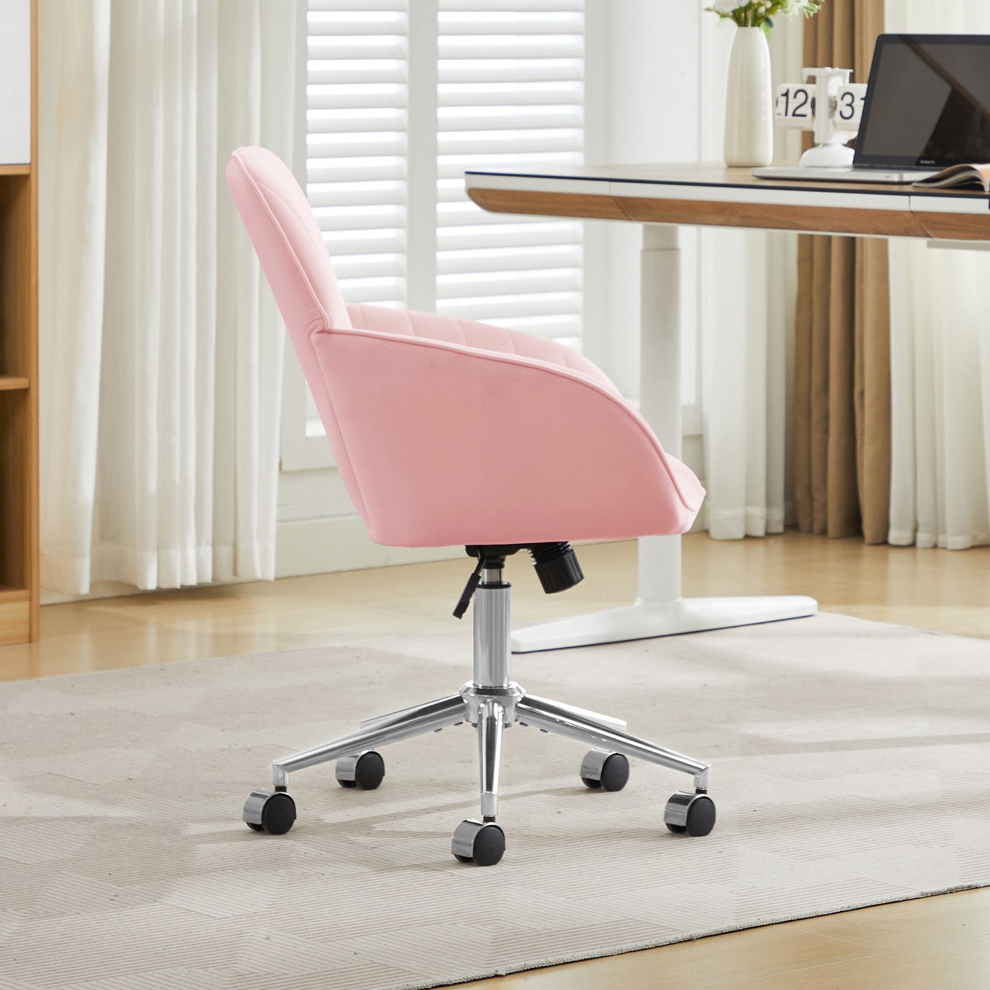 Height-adjustable Office Swivel Chair For Home And Bedroom, Ergonomic Swivel Chair With Backrest, Suitable For Long Periods Of Sitting.