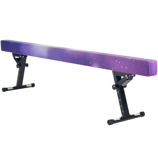 Adjustable Balane Beam For Kids, 8FT Gymnastics Beam, High And Low Floor Beams Of 5 Adjustable Heights For All Gymnastic Levels, Professional Gymnastic Equipment For Home And Gym Center, Galaxy